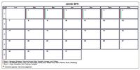 Choisissez les zones des vacances scolaires à afficher dans ce calendrier de janvier 2017