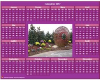 Calendrier 2017 photo annuel à imprimer, fond rose, format paysage, sous-main ou mural