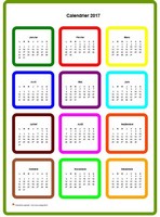 Calendrier 2017 annuel en couleurs