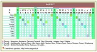 Calendrier 2017 planning horizontal de juin