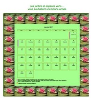 Calendrier 2017 agenda décoratif de mars, cadre avec motifs nénuphars