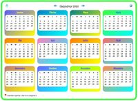 Calendrier 2020 annuel avec plusieurs dégradés de couleur