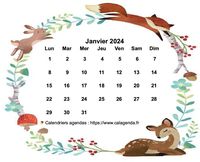 Calendrier de décembre 2024 style flore et faune