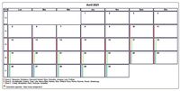 Choisissez les zones des vacances scolaires à afficher dans ce calendrier d'avril 2012