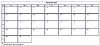 Choisissez les zones des vacances scolaires à afficher dans ce calendrier de novembre 2009