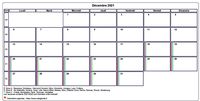 Choisissez les zones des vacances scolaires à afficher dans ce calendrier de décembre 1997