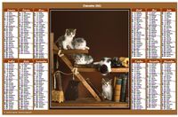 Calendrier 1984 annuel de style calendrier des postes avec des chats