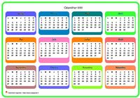 Calendrier 2015 annuel avec plusieurs dégradés de couleur