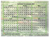 Calendrier 1987 à imprimer semestriel, format paysage, avec photo en fond de calendrier