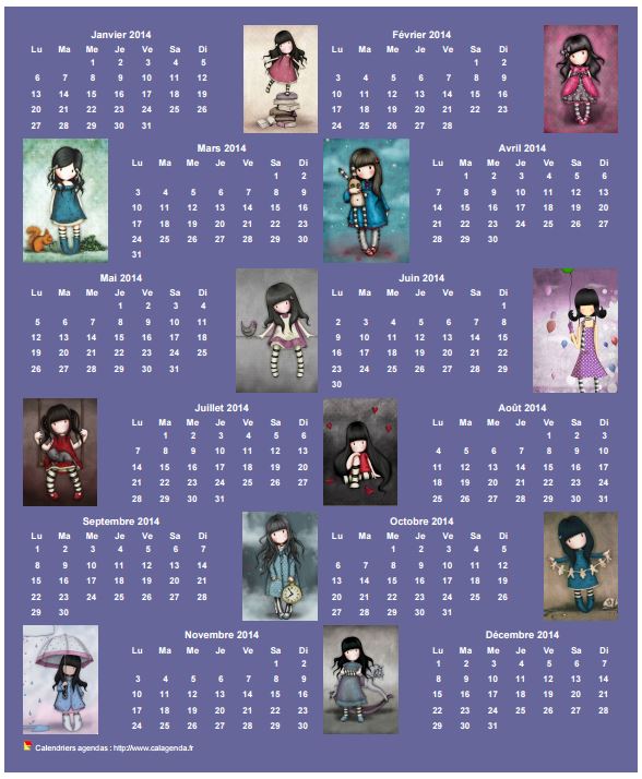 Calendrier 2014 annuel Gorjuss Calendrier 2014 annuel Gorjuss