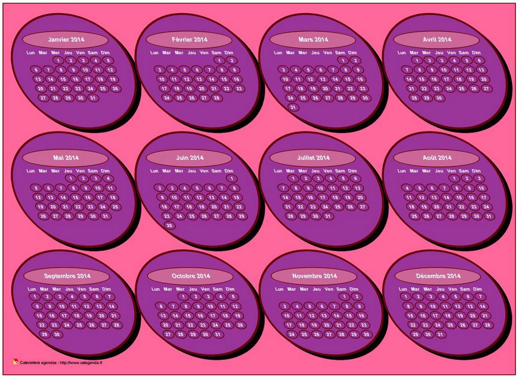 Calendrier 2014 annuel 3D, tout en cercles Calendrier 2014 annuel 3D, tout en cercles