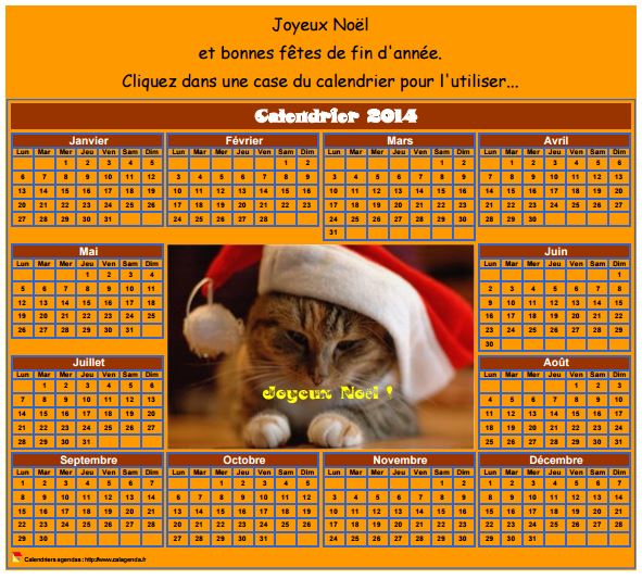 Calendrier 2014 spécial Noël Calendrier 2014 spécial Noël