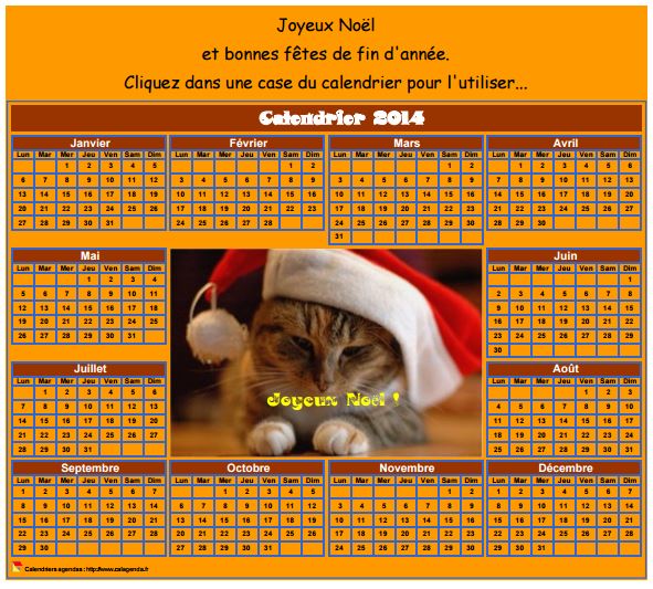 Calendrier 2014 spécial Noël