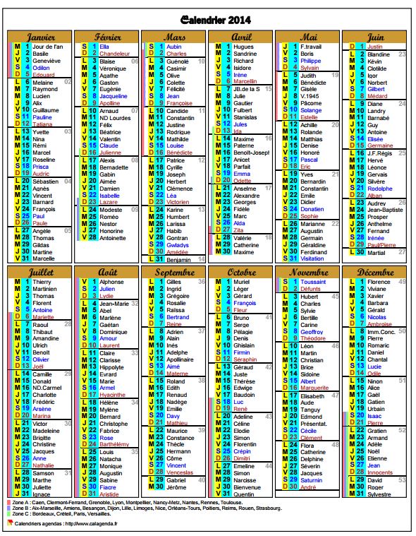 Agenda 2014 avec les vacances scolaires Agenda 2014 avec les vacances scolaires