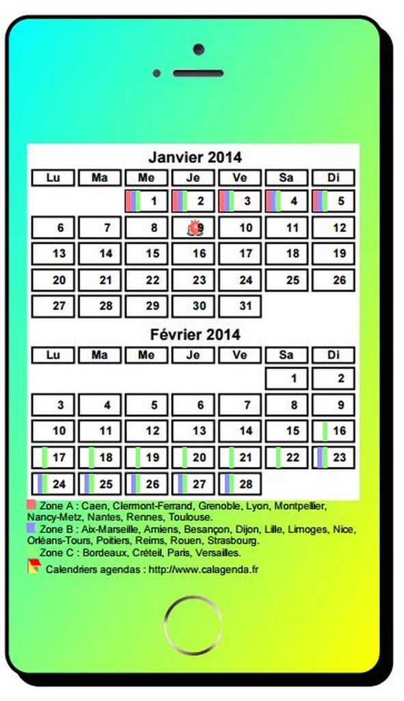 Calendrier 2014 bimestriel style iPhone