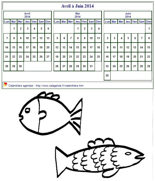 Calendrier 2014 à colorier trimestriel vierge, format portrait, pour enfants