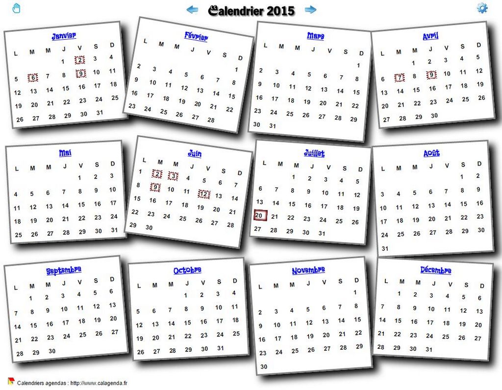 Calendrier 2015 annuel 3D pêle mêle