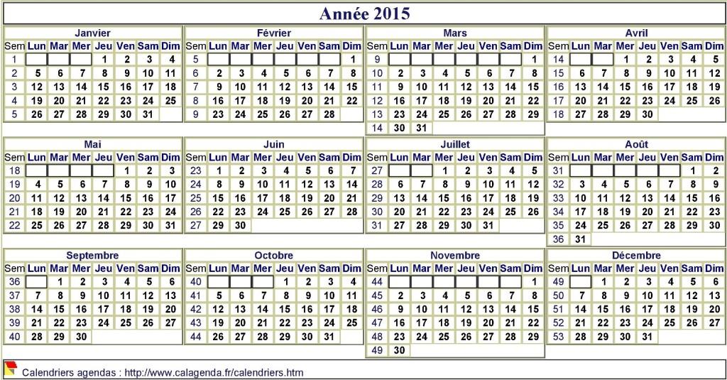 Calendrier 2015 format paysage