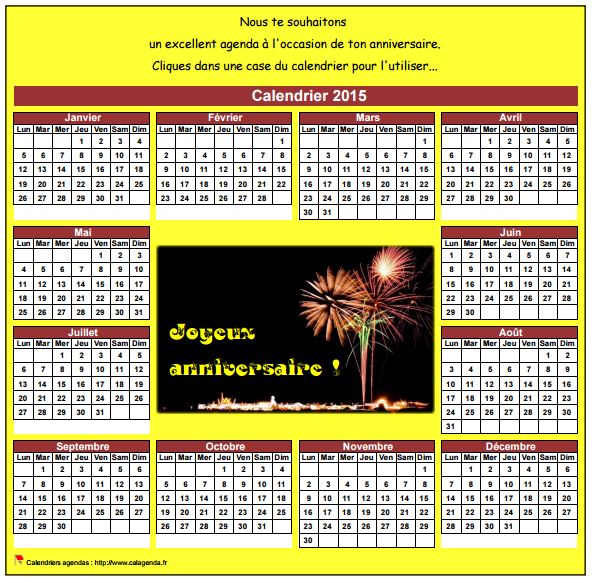 Calendrier 2015 anniversaire