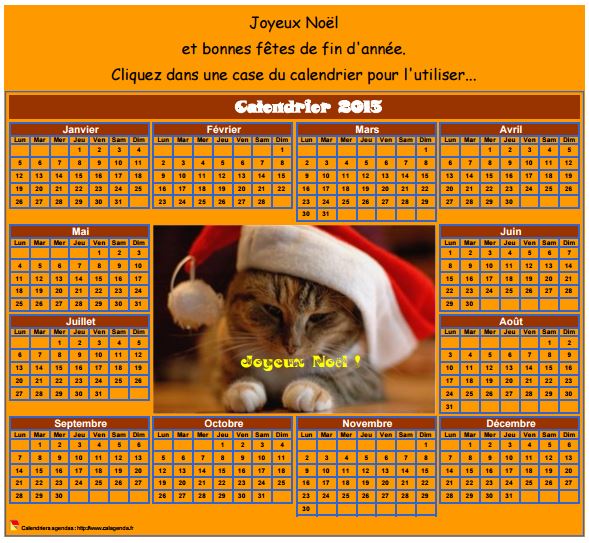 Calendrier 2015 spécial Noël