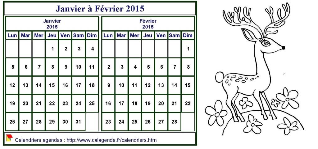 Calendrier 2015 à colorier bimestriel, format paysage, pour enfants