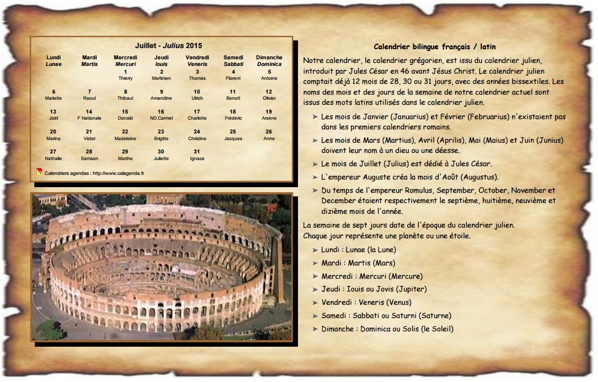 Calendrier mensuel 2015 latin Calendrier mensuel 2015 latin
