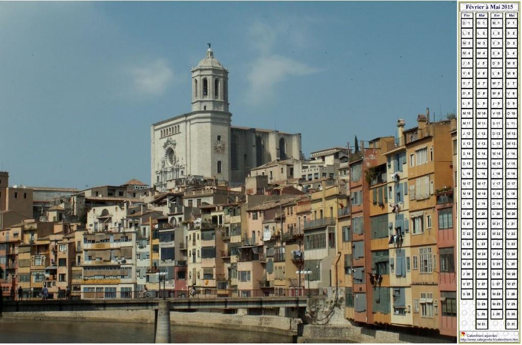 Calendrier à imprimer de quatre mois, format paysage, une colonne par mois,à droite d'une photo