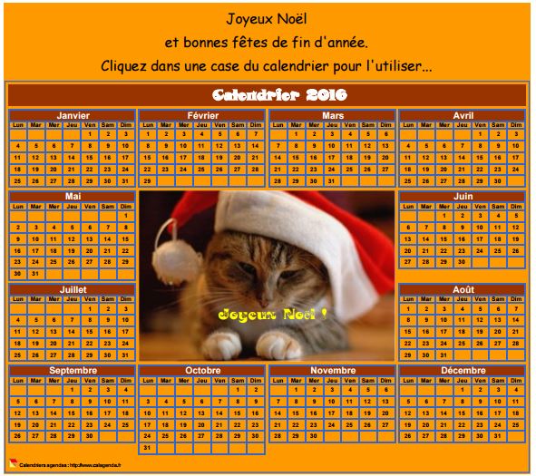 Calendrier 2016 spécial Noël