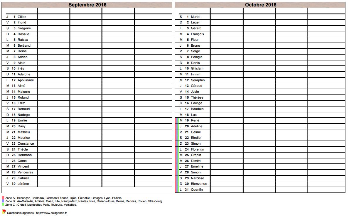 Calendrier 2016 planning bimestriel vierge, format portrait, 4 colonnes, avec les fêtes Calendrier 2016 planning bimestriel vierge, format portrait, 4 colonnes, avec les fêtes