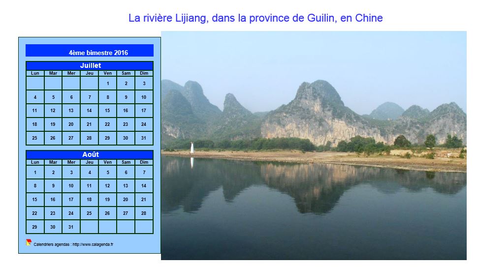 Calendrier 2016 décoratif à imprimer, bimestriel, format paysage, avec photo à droite Calendrier 2016 décoratif à imprimer, bimestriel, format paysage, avec photo à droite