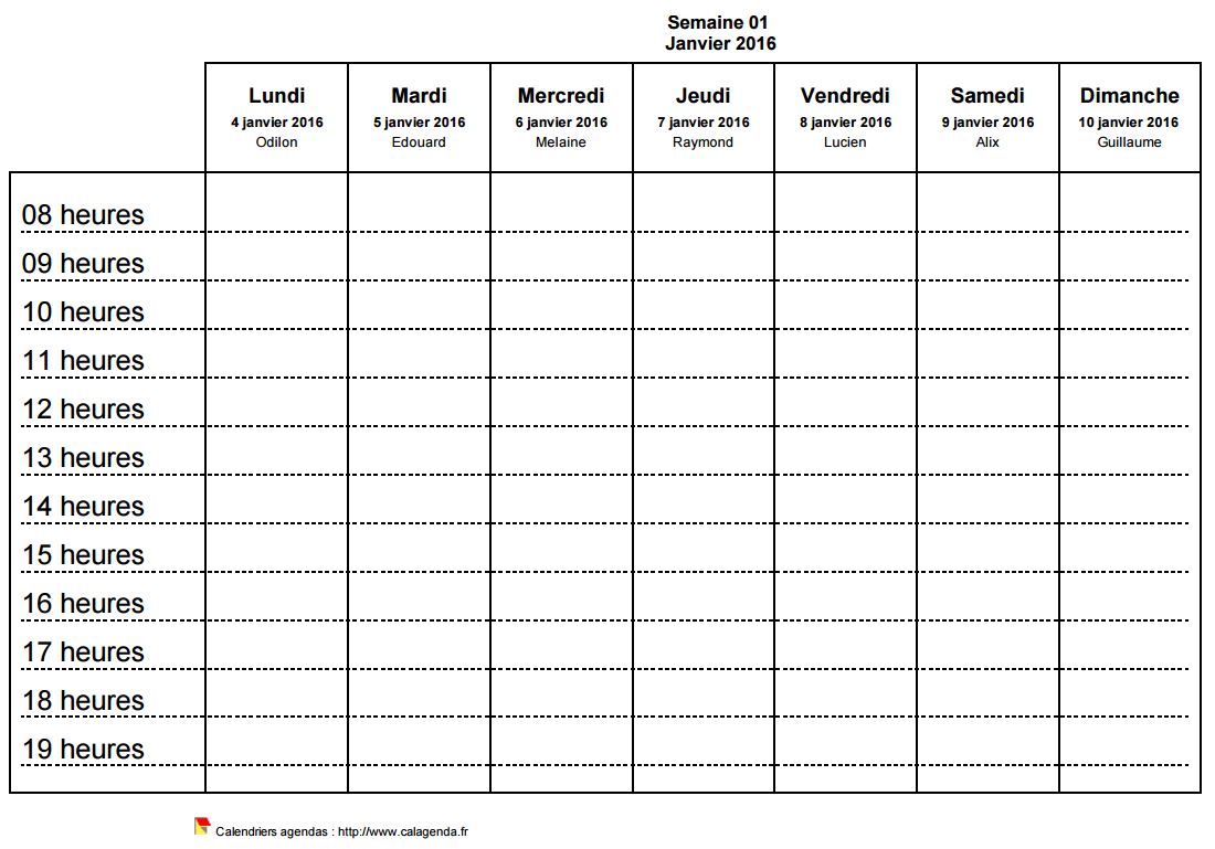 Calendrier Hebdomadaire Avec Plages Horaires Imprimables Free Schedule