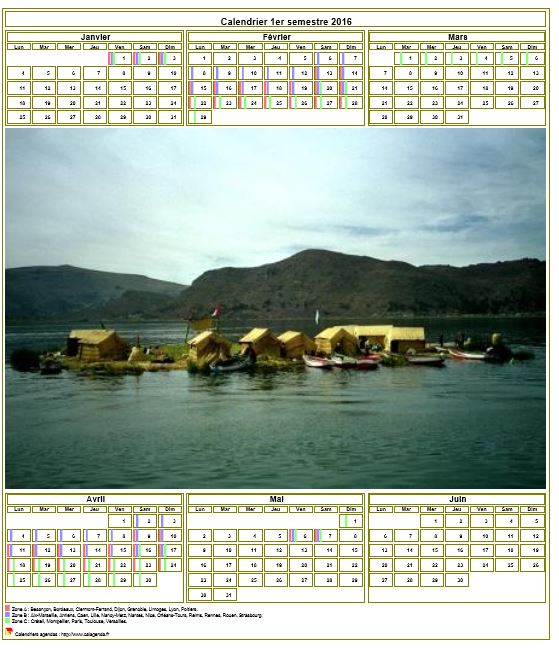 Modèle par défaut du calendrier agenda semestriel, avec photographie au centre Modèle par défaut du calendrier agenda semestriel, avec photographie au centre
