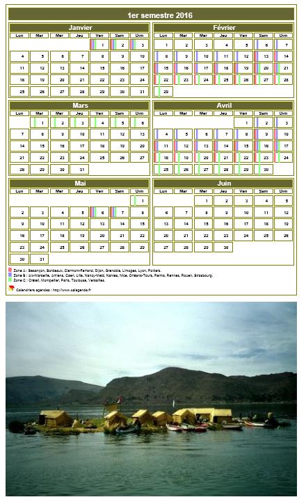 Modèle par défaut du calendrier agenda semestriel, 2 colonnes par 3 lignes Modèle par défaut du calendrier agenda semestriel, 2 colonnes par 3 lignes