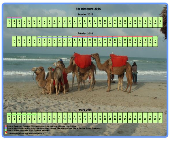Calendrier 2016 trimestriel horizontal avec une photo en fond de calendrier Calendrier 2016 trimestriel horizontal avec une photo en fond de calendrier
