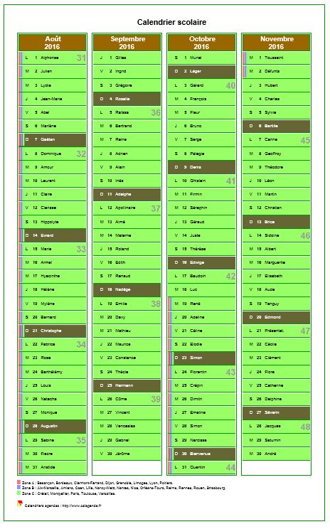 Modèle par défaut du calendrier agenda trimestriel scolaire, une colonne par mois Modèle par défaut du calendrier agenda trimestriel scolaire, une colonne par mois