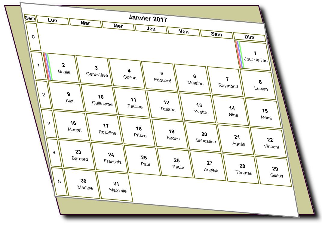 Calendrier mensuel 2017 à imprimer, style 3D Calendrier mensuel 2017 à imprimer, style 3D