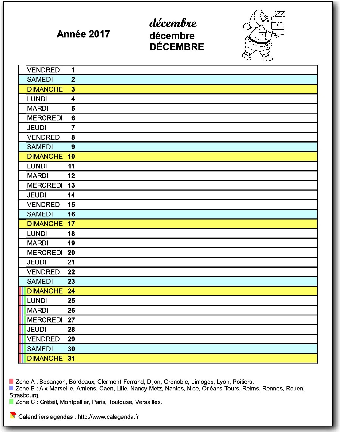 Calendrier mensuel 2017 agenda scolaire école primaire