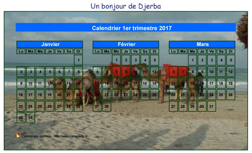 Calendrier 2017 à imprimer artistique trimestriel, format mini de poche, avec photo Calendrier 2017 à imprimer artistique trimestriel, format mini de poche, avec photo