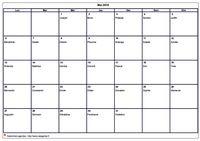Calendrier de mai 2017 à imprimer vierge, avec les fêtes