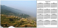 Calendrier 2017 annuel à imprimer, format paysage, une ligne par trimestre, à droite d'une photo