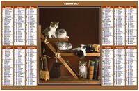 Calendrier 2017 annuel de style calendrier des postes avec des chats