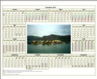 Calendrier 2017annuel avec photo, agenda synthétique, format paysage, sous-main ou mural