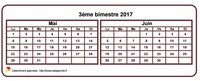 Calendrier 2017 à imprimer bimestriel, format mini de poche, horizontal, fond blanc