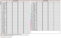 Calendrier 2017 bimestriel, une colonne par personne