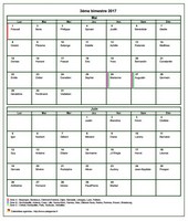 Calendrier 2017 bimestriel, format portrait, avec les fêtes et les vacances scolaires