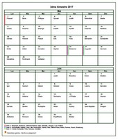 Calendrier 2017 bimestriel, format portrait, avec les fêtes et les vacances scolaires