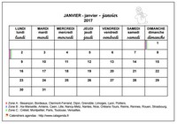 Calendrier mensuel 2017 école primaire et maternelle