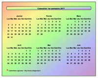 Calendrier 2017 semestriel style arc en ciel