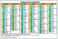 Calendrier 2017 semestriel six colonnes de format paysage