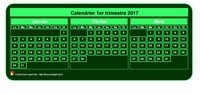 Calendrier 2017 à imprimer trimestriel, format mini de poche, fond vert